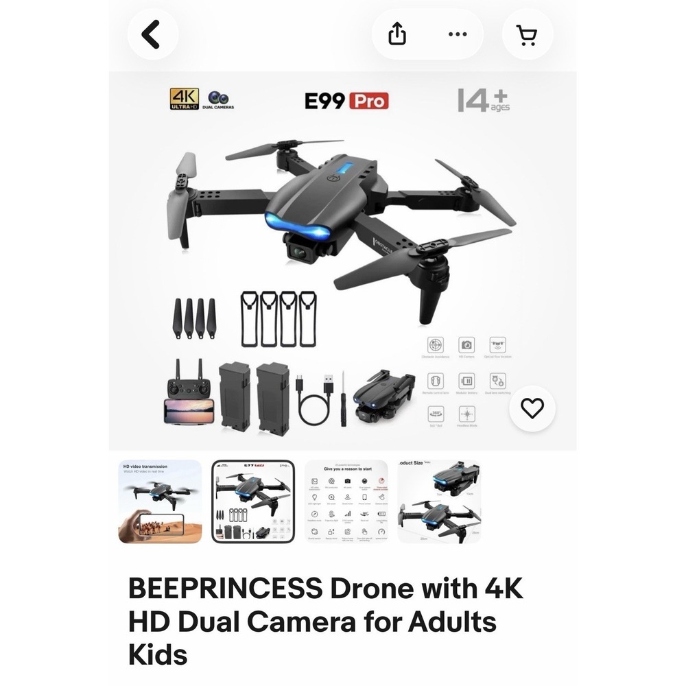 BEEPRINCESS Drone with Camera RC Quadcopter New In Box 4K HD Camera - Picture 7 of 8